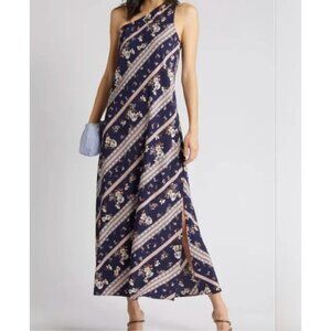 CHELSEA 28 Women Floral Blue One Shoulder Dress 3X